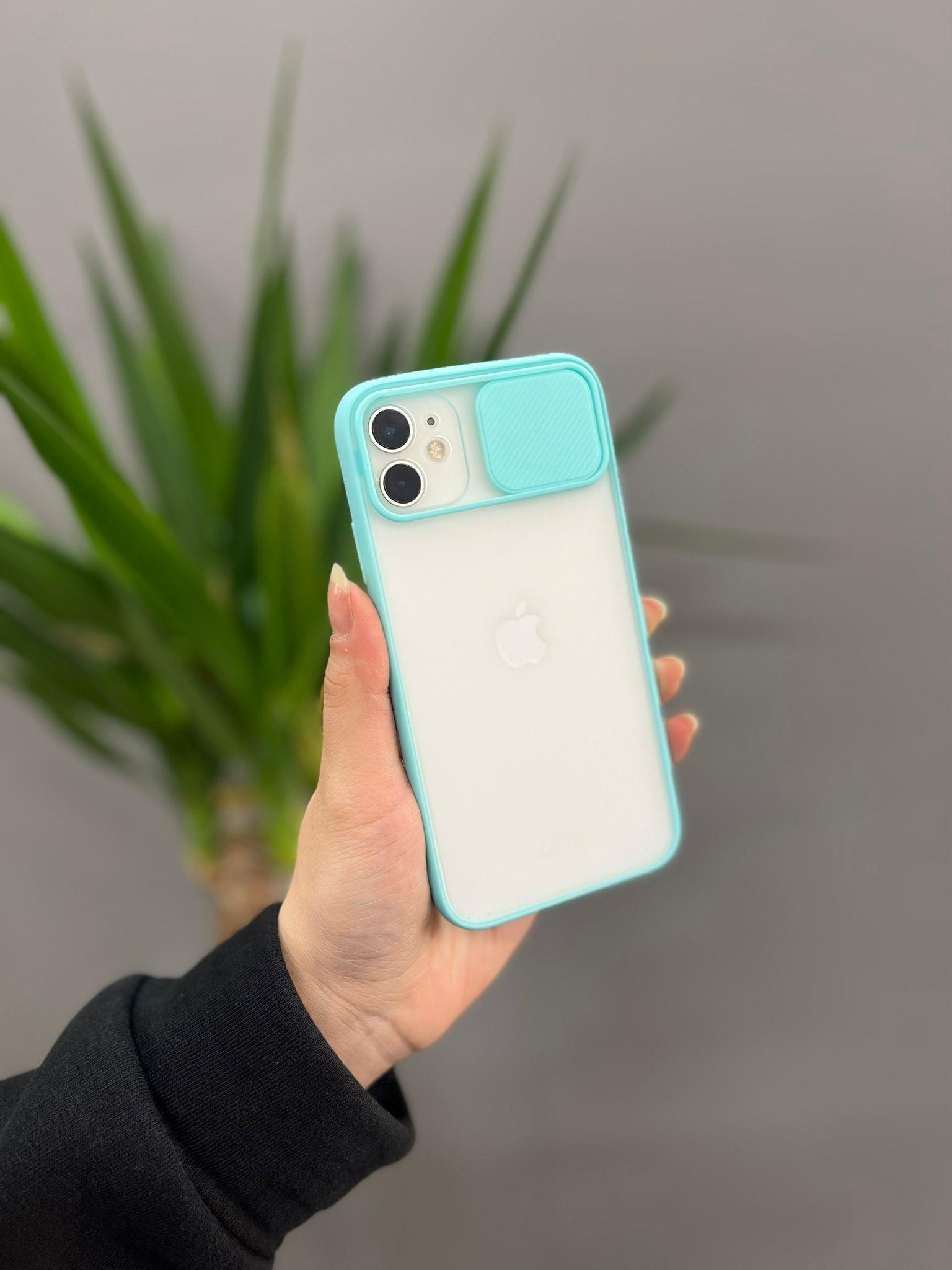 Iphone 11 Uyumlu Sürgülü Kamera Korumalı Kılıf Turkuaz
