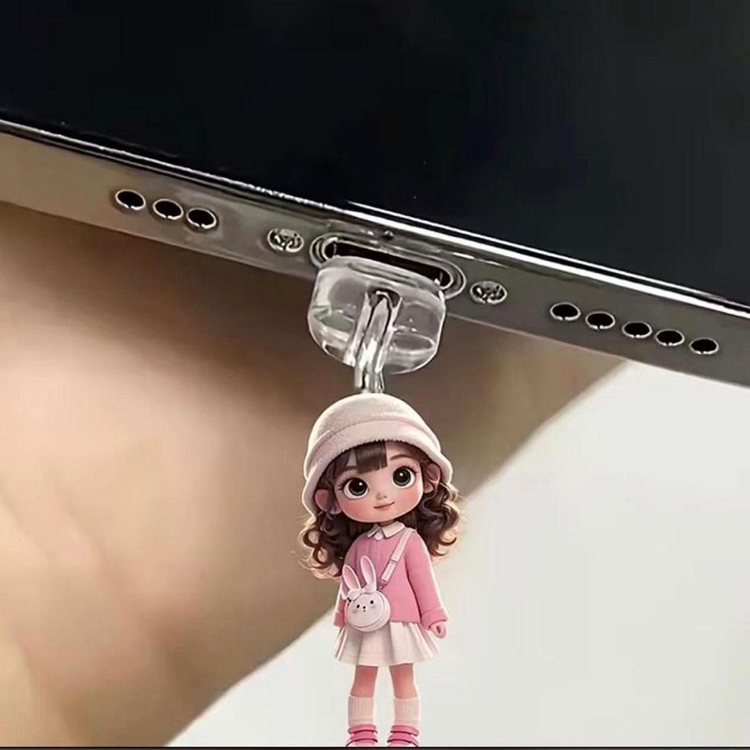 Çantalı Kız Figürlü Telefon Charmı (Type-C Uyumlu Şarj Soketi Tıpası)