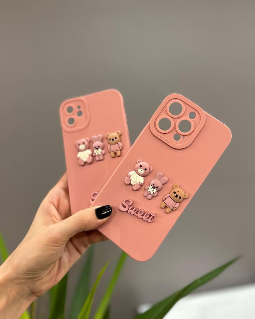 Iphone Uyumlu Sevimli Ayıcıklı Kılıf Pembe