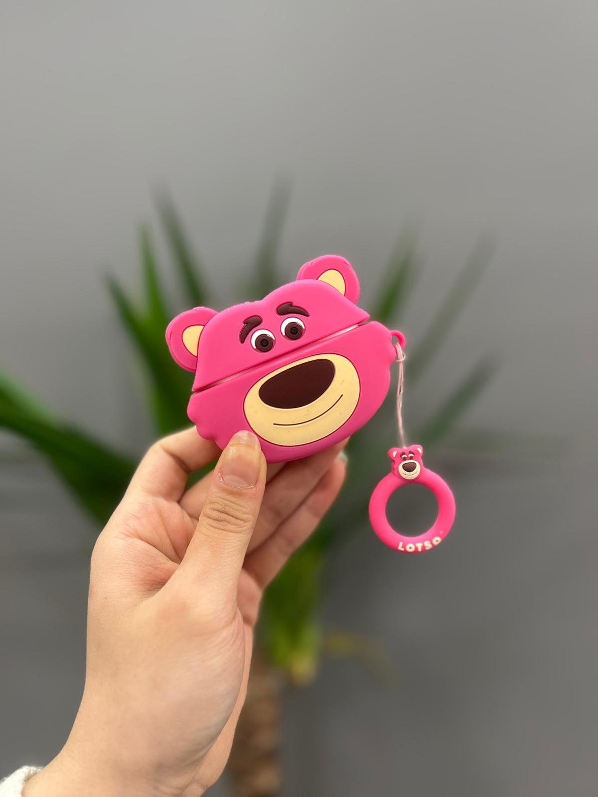 Airpods Pro Uyumlu Sevimli Ayıcık Silikon Kılıf Pembe