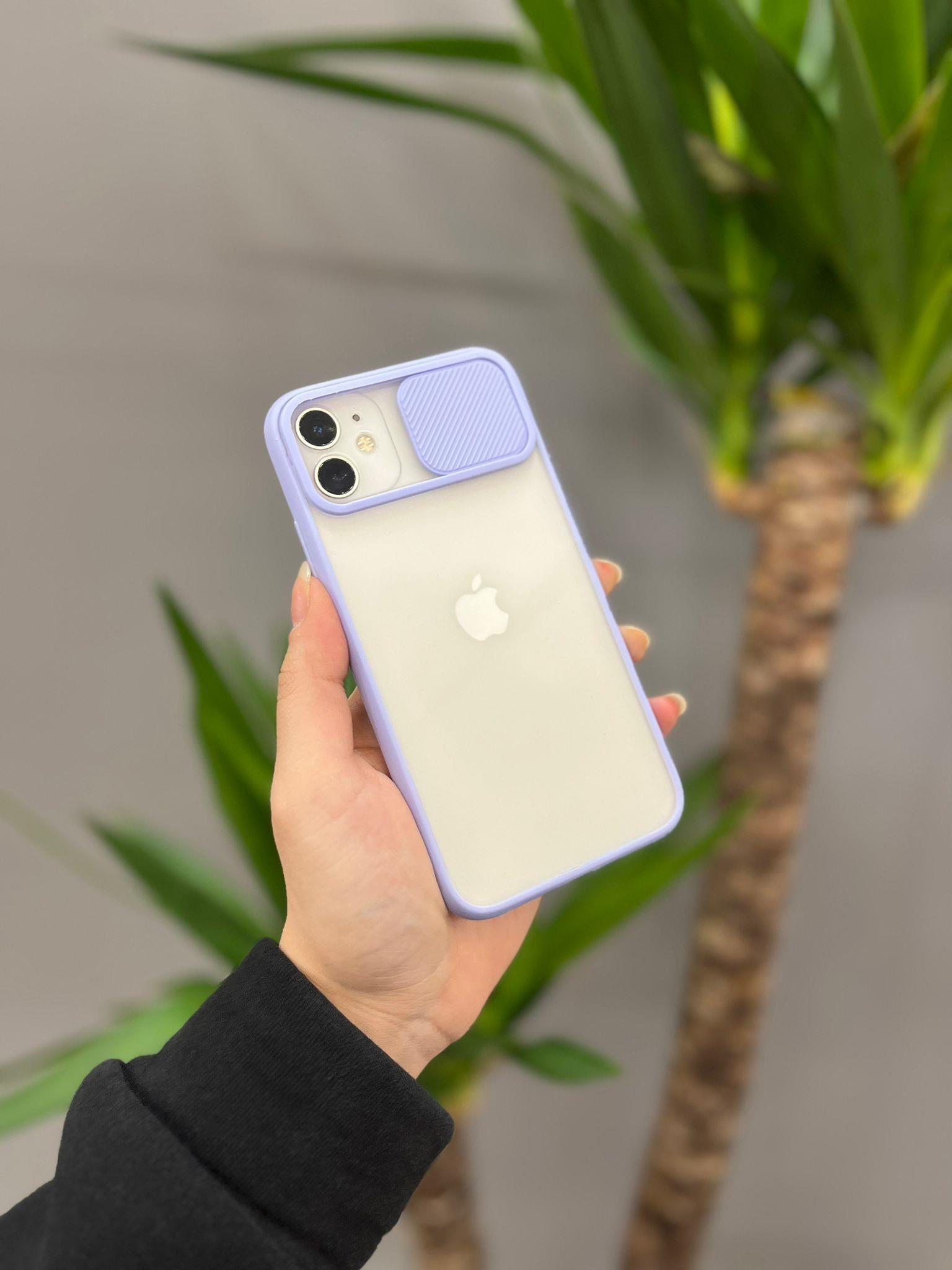 Iphone 11 Uyumlu Sürgülü Kamera Korumalı Kılıf Lila