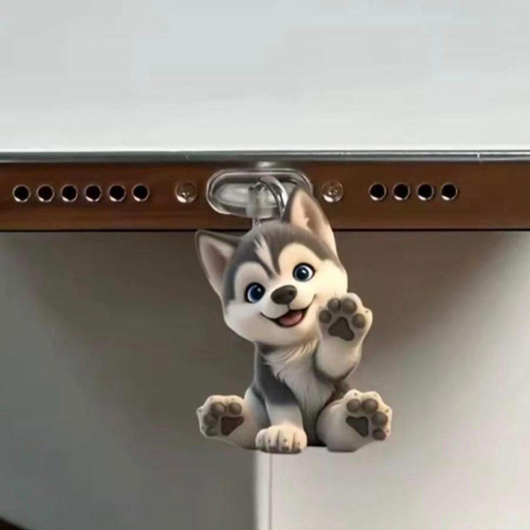 Yavru Husky Figürlü Telefon Charmı (Lighting (iPhone) Uyumlu Şarj Soketi Tıpası)