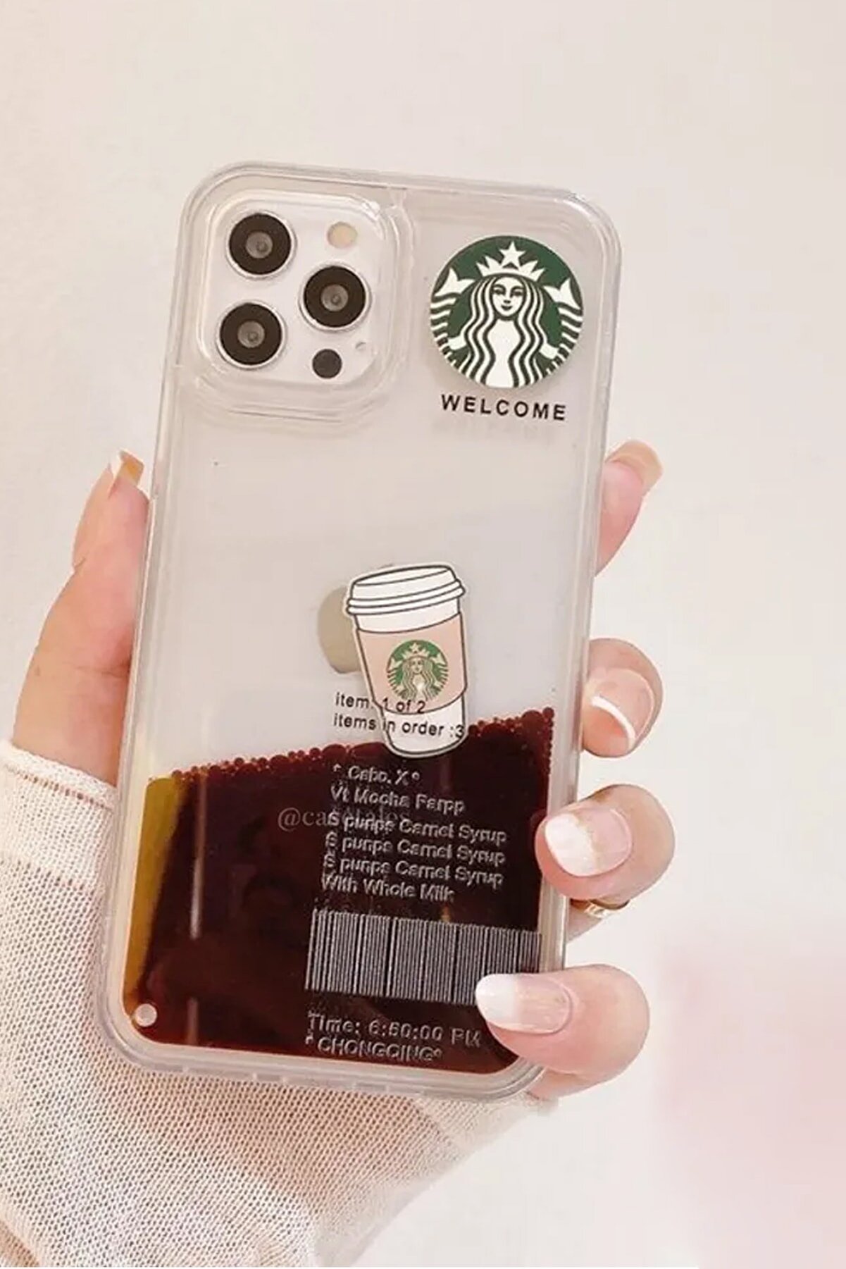  Iphone 11 Pro Max Uyumlu Starbucks Kılıf Şeffaf 3d Kahve Akışkanlı Kılıf