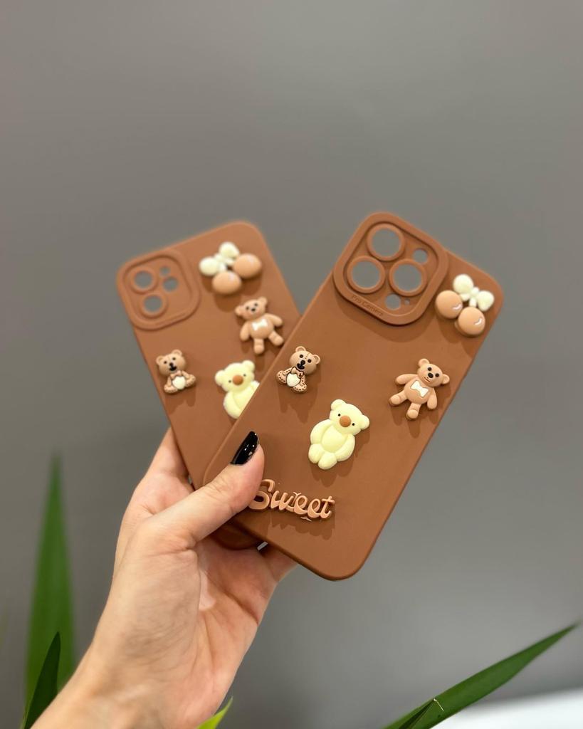 Iphone Uyumlu Sevimli Ayıcıklı Kılıf Kahverengi