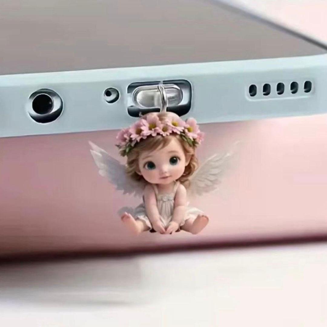 Melek Figürlü Telefon Charmı (Lighting (iPhone) Uyumlu Şarj Soketi Tıpası)