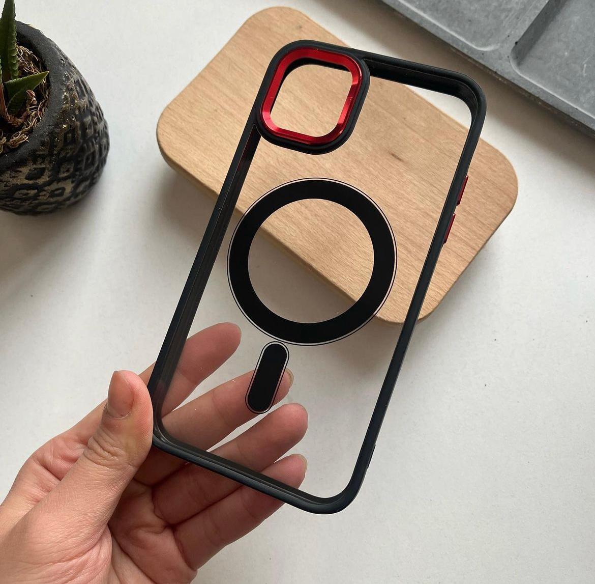 Iphone Uyumlu Kamera ve Yan Tuşlar Renkli Magsafe Kılıf Kırmızı
