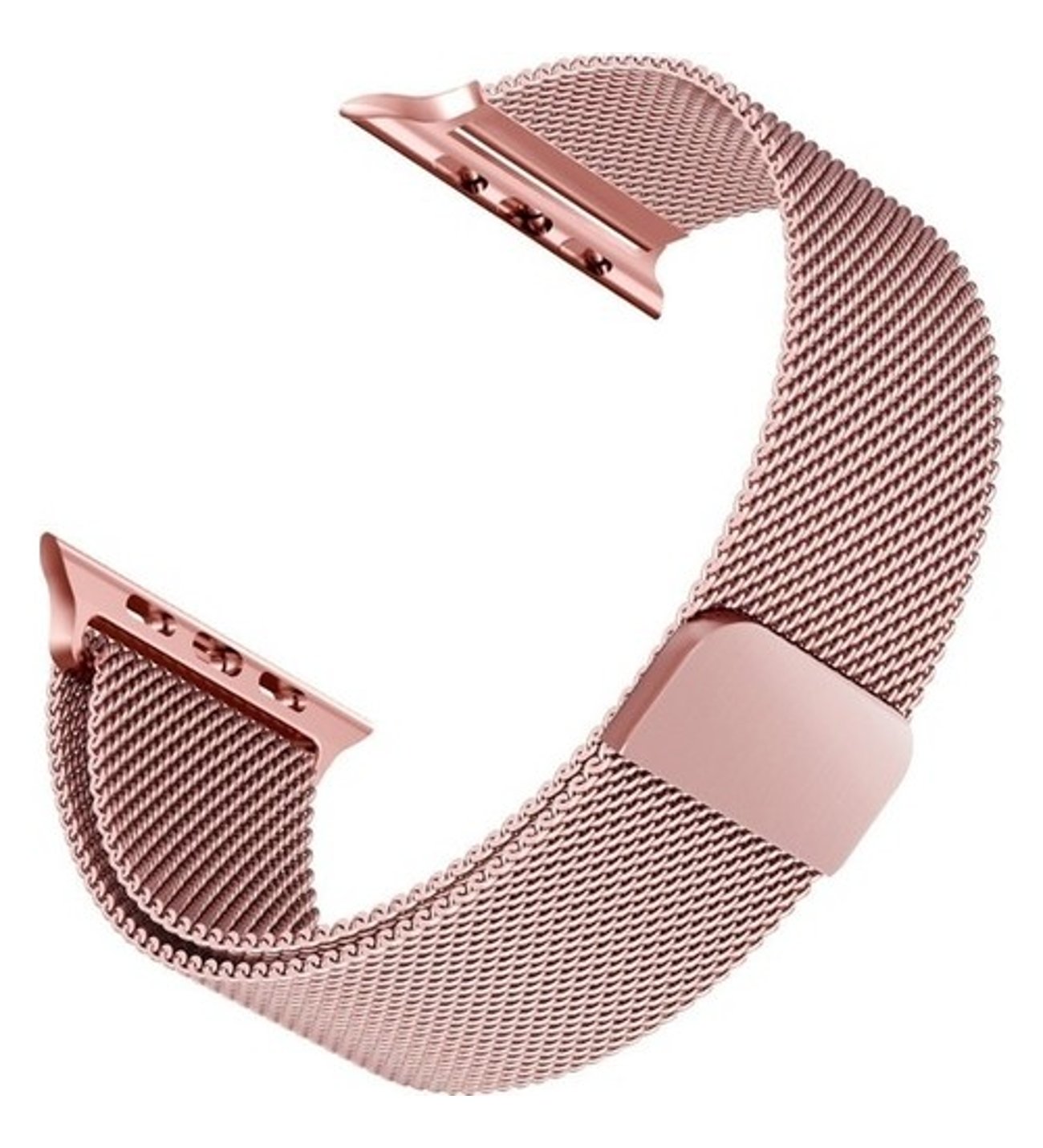 Apple Watch 2 3 4 5 42-44 mm Hasır Örgü Metal Milano Kordon Kayış Rose Gold