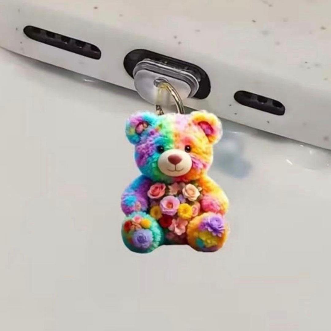 Renkli Ayıcık Figürlü Telefon Charmı  (Lighting (iPhone) Uyumlu Şarj Soketi Tıpası)