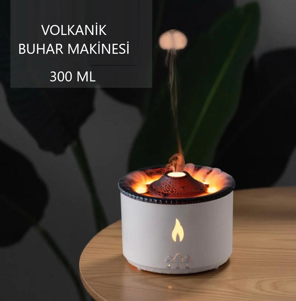 Volkanik Hava Nemlendirici Buhar Makinesi 300 Ml Led Işıkla Aroma Difüzör Ultrasonik Oda Nemlendirici