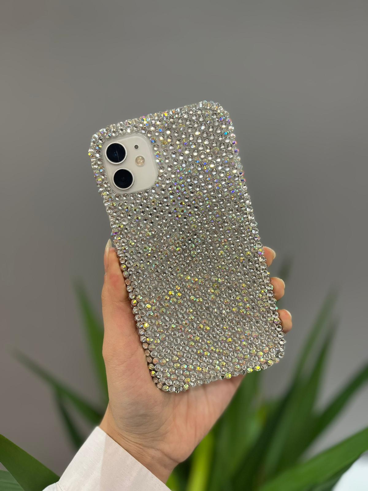 Iphone Uyumlu Taşlı Hologram Kılıf Gümüş