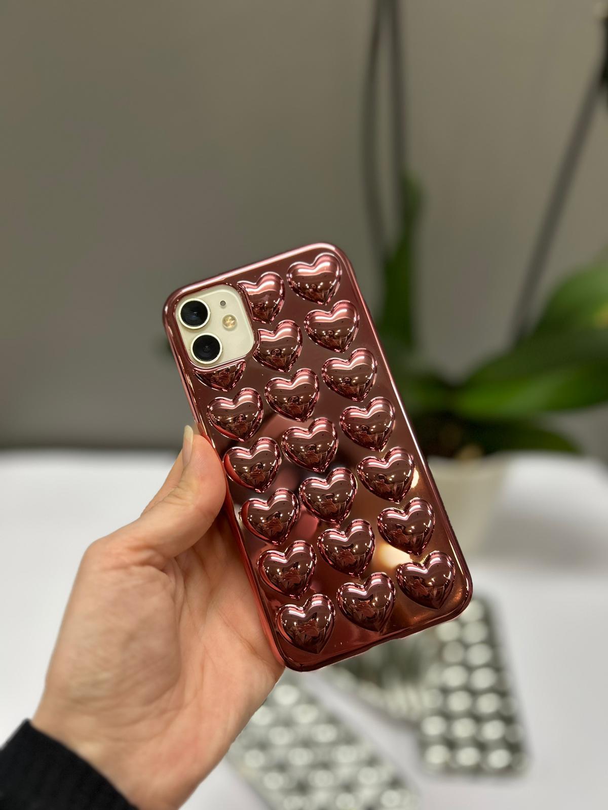 Kalpli Kabartmalı İphone Kılıf Rose