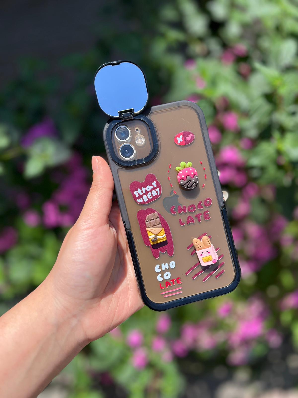 Iphone Uyumlu Ayna Detaylı Kahverengi Late Kılıf