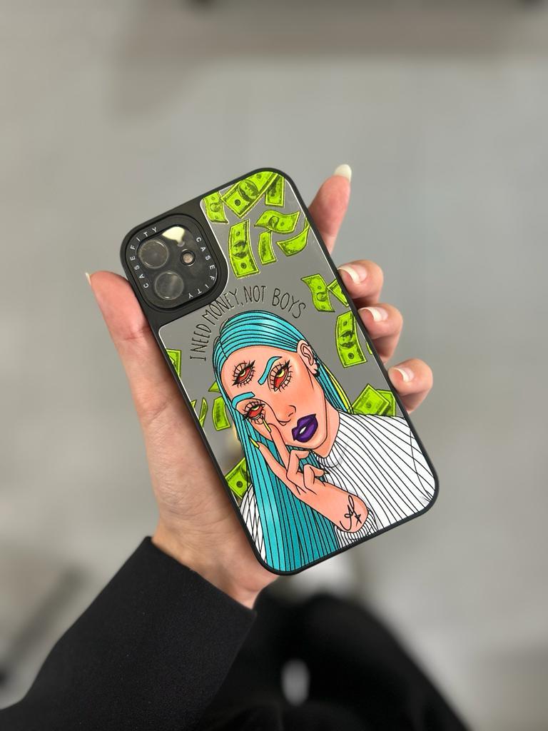 Not Boys Mottolu Desenli Aynalı Telefon Kılıfı