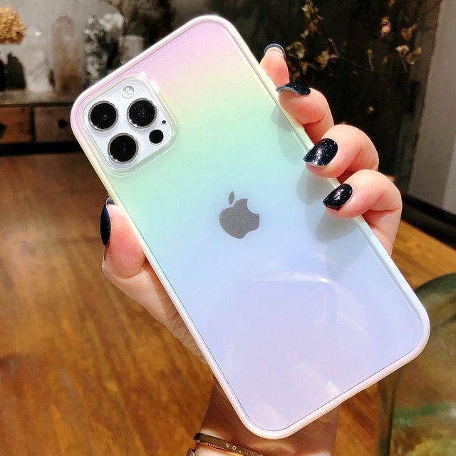 Iphone Uyumlu Kamera Korumalı Geçişli Hologramlı Şeffaf Parlak Kılıf Pembe