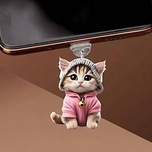 �apkal� Kedi Fig�rl� Telefon Charm� (Type-C Uyumlu �arj Soketi T�pas�)