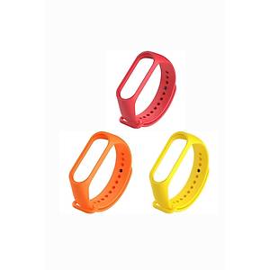 Xiaomi Mi Band 3-4 Silikon Kordon 3'l� Set K�rm�z� Turuncu Sar�