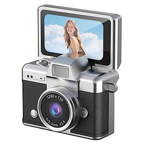Mini Retro Vlog Kamera D�nebilir Ekranl� Dijital Foto�raf Makinesi Fla�l�