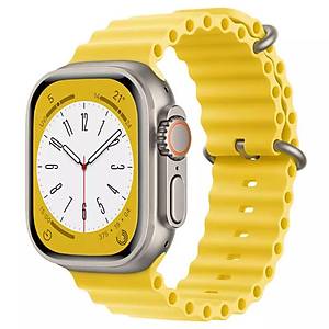 Apple Watch Kordon 3 4 5 6 7 8 SE Ultra Serisi 42 Mm/44 Mm/45Mm/46MM/ 49Mm Uyumlu Ocean Silikon Spor Kay��