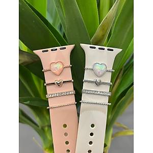 Apple Watch Uyumlu Kordon Aksesuar� Charm Set Kalp 