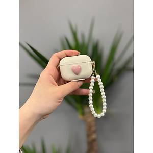 Airpods 3.Nesil Uyumlu Pembe Kalpli �nci Ask�l� Koruyucu K�l�f