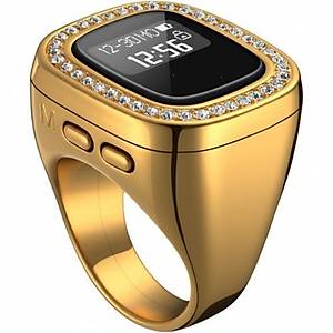 Elektronik Tesbih Y�z�k 22 Mm Zirkon Ta� Detayl� Zikirmatik