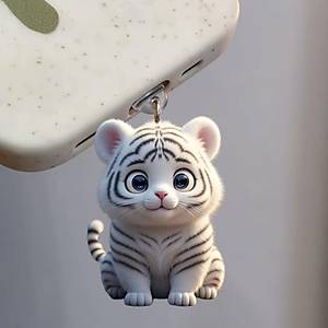 White Tiger Fig�rl� Telefon Charm� (Lighting (iPhone) Uyumlu �arj Soketi T�pas�)