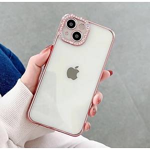 Iphone 13 Pro Max Uyumlu �effaf Elmas Ta�l� Kamera Korumal� K�l�f 