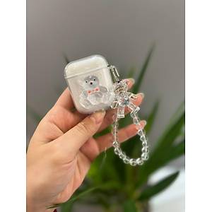 Airpods K�l�f 2.Nesil Uyumlu Sevimli Ay�c�kl� Boncuk Ask�l� Koruyucu K�l�f