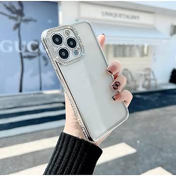 Iphone 13 Pro Max Uyumlu �effaf Elmas Ta�l� Kamera Korumal� K�l�f 