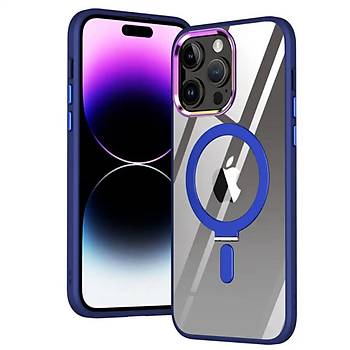 Iphone 14 Pro Max Uyumlu K�l�f Kamera ��k�nt�l� Metal Magsafe Manyetik Y�z�k Standl�