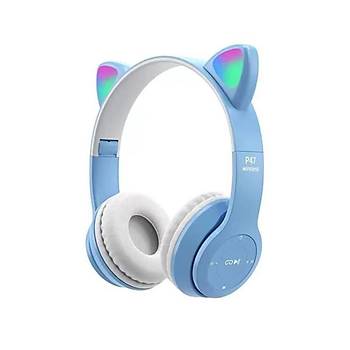 P47M Kedi Kulak Kablosuz Kulak �st� Bluetooth Kulakl�k
