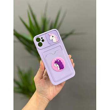 Iphone 11 Uyumlu Sevimli Kartl�kl� Kamera Korumal� Ay�c�kl� K�rm�z� K�l�f