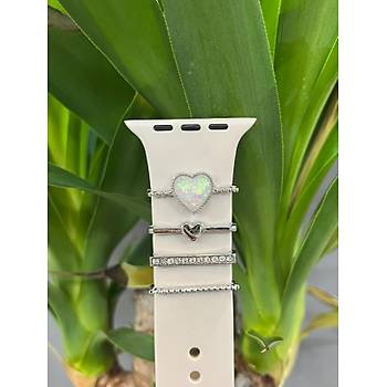 Apple Watch Uyumlu Kordon Aksesuar� Charm Set Kalp 