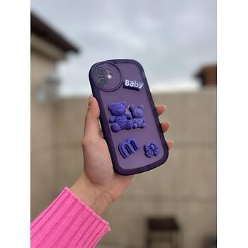 �phone 11 Uyumlu Sevimli Ay�c�kl� Mor K�l�f