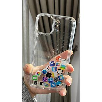 Iphone 13 Pro Max Sulu Simli Sosyal Medya Logolu K�l�f