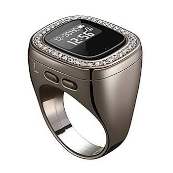 Elektronik Tesbih Y�z�k 18 Mm Zirkon Ta� Detayl� Zikirmatik