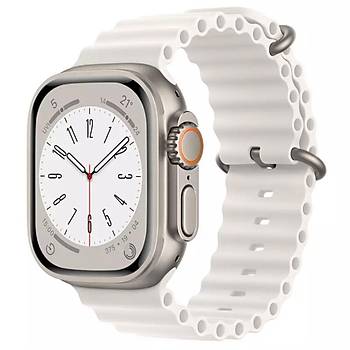 Apple Watch Kordon 3 4 5 6 7 8 SE Ultra Serisi 42 Mm/44 Mm/45Mm/46MM/ 49Mm Uyumlu Ocean Silikon Spor Kay��