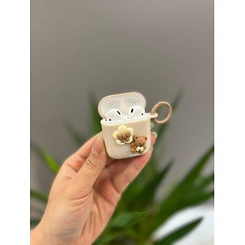 Airpods 2.Nesil Uyumlu Sevimli Ay�c�kl� Koruyucu K�l�f Krem