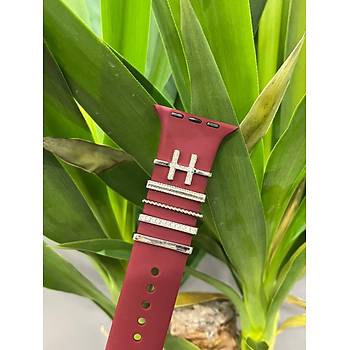 Apple Watch Uyumlu Kordon Aksesuar� Charm Set H Harfi