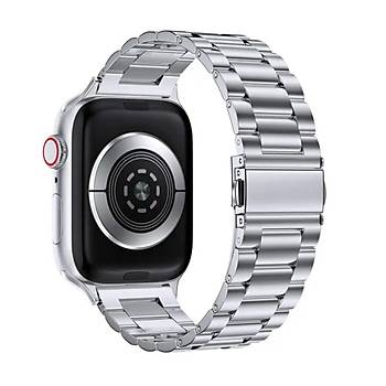 Apple Watch 2/3/4/5/6/7/8/Se/Ultra 42 44 45 49MM Uyumlu �elik Baklal� Metal Kordon
