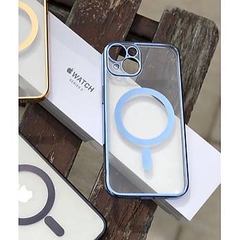Iphone Uyumlu Kamera Korumal� Renkli Magsafe K�l�f Sierra Blue