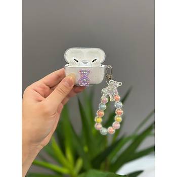 Airpods Pro Uyumlu Ay�c�kl� Hologram Renkli Boncuklu Tasar�m K�l�f