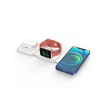 3 �n 1 MagSafe Wireless Charger Katlanabilir Kablosuz �arj �stasyonu 