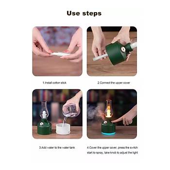 �arj Edilebilir Dekoratif Lamba Kandil 300ml Oda Hava Nemlendirici Buhar Makinesi Koku Giderici