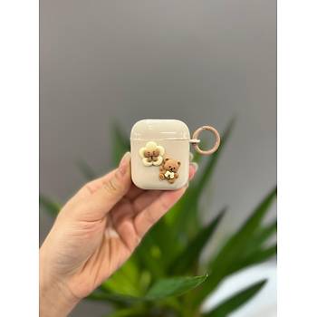 Airpods 2.Nesil Uyumlu Sevimli Ay�c�kl� Koruyucu K�l�f Krem