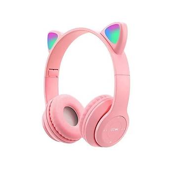 P47M Kedi Kulak Kablosuz Kulak �st� Bluetooth Kulakl�k