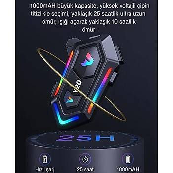 V20 Wireless Ak�ll� Motosiklet Kask Kulakl��� Intercom (25 Saate Kadar Kullan�m)