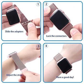 Apple Watch 2 3 4 5 6 Se Nike 38mm 40mm Uyumlu  Kay�� Milano Loop Metal �rg� Kordon