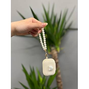 Airpods Pro Uyumlu Beyaz Kalpli �nci Ask�l� Koruyucu K�l�f 
