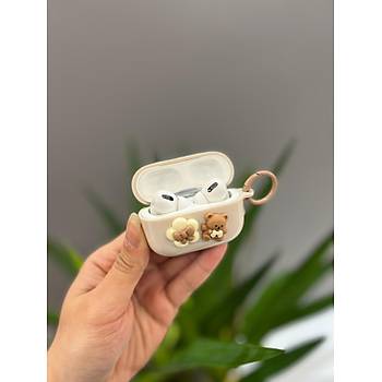 Airpods Pro Uyumlu Sevimli Ay�c�kl� K�l�f Krem